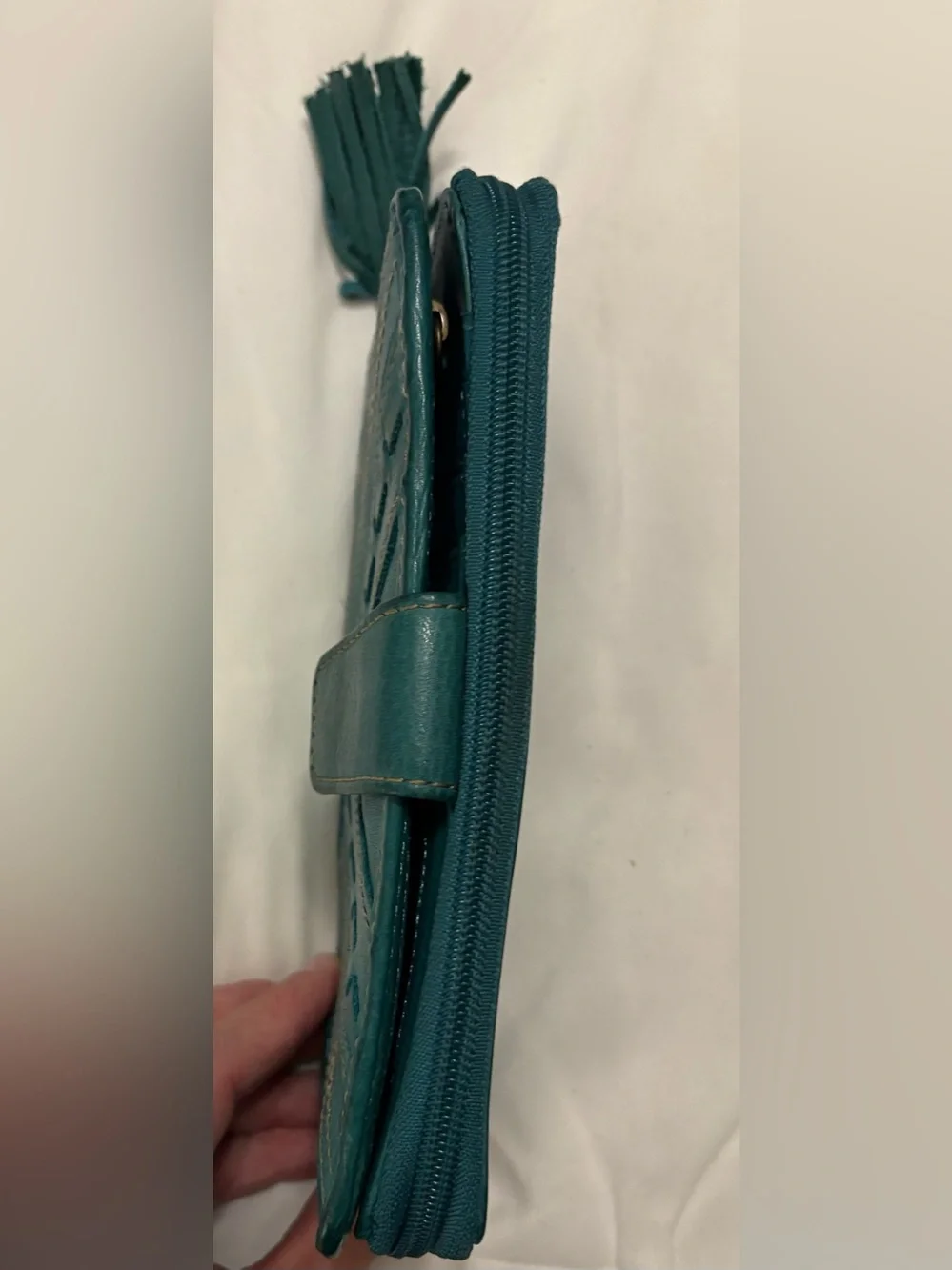Fossil Teal Leather Clutch Wallet